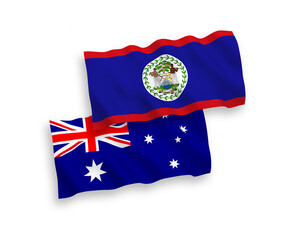 Flags of Australia and Belize on a white background