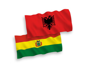 Flags of Bolivia and Albania on a white background