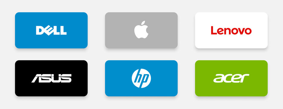 popular computer and laptop manufacturing companies logos including dell apple asus and more