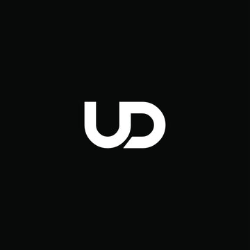 U D letter logo vector design on black color background. UD monogram