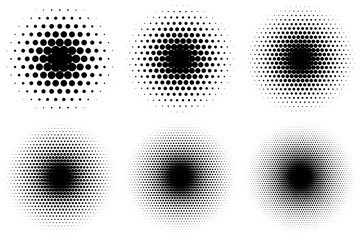 circular retro halftone radial gradient style set
