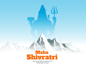 maha shivratri festival card with lord shiva on kailash parwat