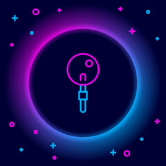 Glowing neon line Lollipop icon isolated on black background. Food, delicious symbol. Colorful outline concept. Vector.