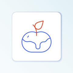 Line Apple in caramel icon isolated on white background. Colorful outline concept. Vector.
