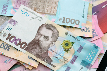 Money currency of Ukraine. Ukrainian banknotes. Banknote of 1000 hryvnias.