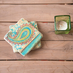 Paisley Drink Coaster and Candle