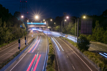 Fototapeta na wymiar Traffic streams of light in the night, long exposure