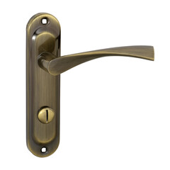 Glossy spiral door handle on a bronze-colored twist bar on a white background