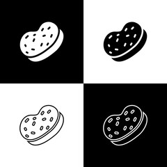 Set Bath sponge icon isolated on black and white background. Sauna sponge. Vector.