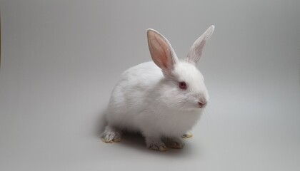 회색 배경의 귀여운 흰색 토끼 © 은순 김
