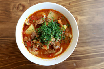 Bowl of lagman soup