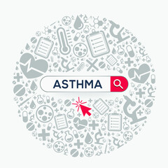 (Asthma) disease written in search bar, Vector illustration