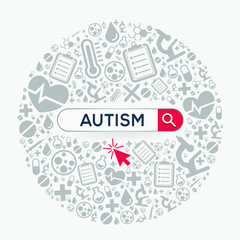 (Autism) disease written in search bar, Vector illustration