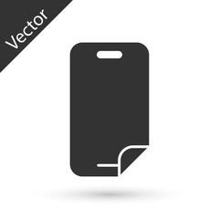 Grey Glass screen protector for smartphone icon isolated on white background. Protective film for glass. Transparent soft glass for mobile phone. Vector.