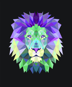 Lion Face polygon vector, template, icon, image, infographic, minimal, logotype, symbol, sign, poster, sticker, t-shirt graphic design.