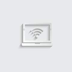 paper wi-fi icon with laptop.  internet icon vector