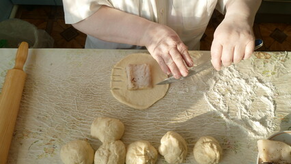 fish pies are prepared by the chef