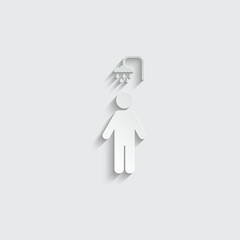 paper shower icon. man taking or having a shower