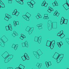 Black line T-shirt with fight club MMA icon isolated seamless pattern on green background. Mixed martial arts. Vector.