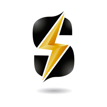 Flash letter S logo. 3d electrical S letter concept.