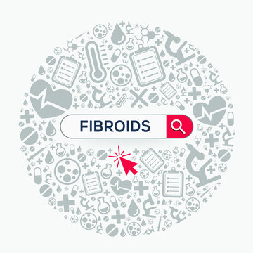 (Fibroids) disease written in search bar, Vector illustration