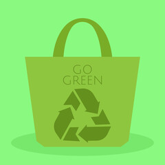 go green shopping bag isolated on white background