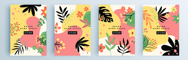 Naklejka premium Modern abstract covers set, minimal covers design. Colorful geometric background, vector illustration.