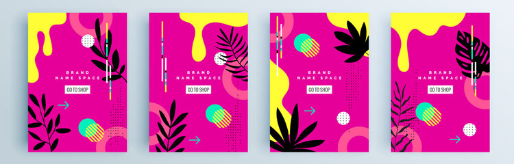 Modern abstract covers set, minimal covers design. Colorful geometric background, vector illustration.