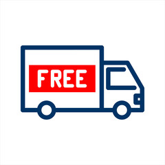 Free shipping truck icon design isolated on white background. color editable