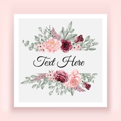Beautiful Elegant Rose Flower Watercolor Frame