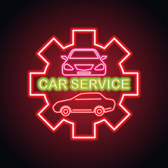 Obraz premium car service and rental neon sign for business. vector illustration
