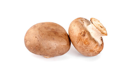 Fresh champignon mushrooms isolated on white background