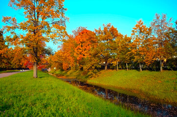 Alexander park in autumn, Pushkin (Tsarskoe Selo), St. Petersburg, Russia