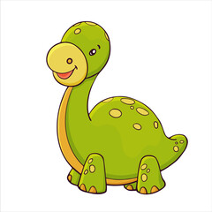 Cute cartoon dinosaur. Vector funny baby dino. Illustration animal character.