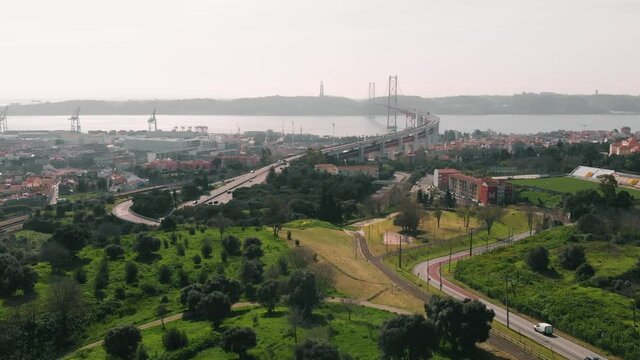 Going up panoramic view Alvito Ponte 25 de Abril Lisbon Almada