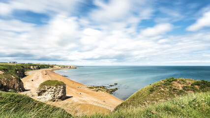 County Durham UK: 26th July 2020: Durham Heritage Coast view of Blast Beach (long exposure) famous for Alien 3 © Graeme J Baty