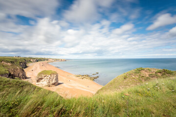 Obraz premium County Durham UK: 26th July 2020: Durham Heritage Coast view of Blast Beach (long exposure)