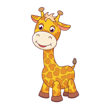 Cartoon cute giraffe. Funny animal character. Vector illustration.