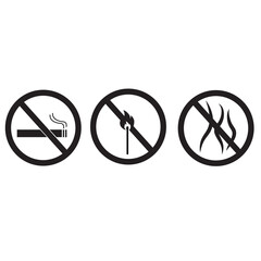 fire stop icon on white background. smoke forbidden sign. cigarette ban symbol. flat style.