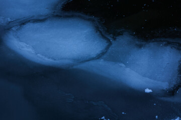 Blue ice structure in winter