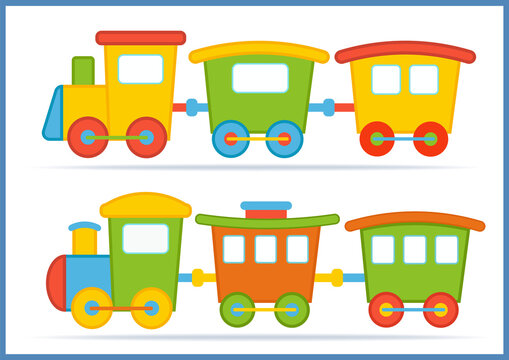 Vector toys train. Isolated illustration on white background. Train for birthday décor