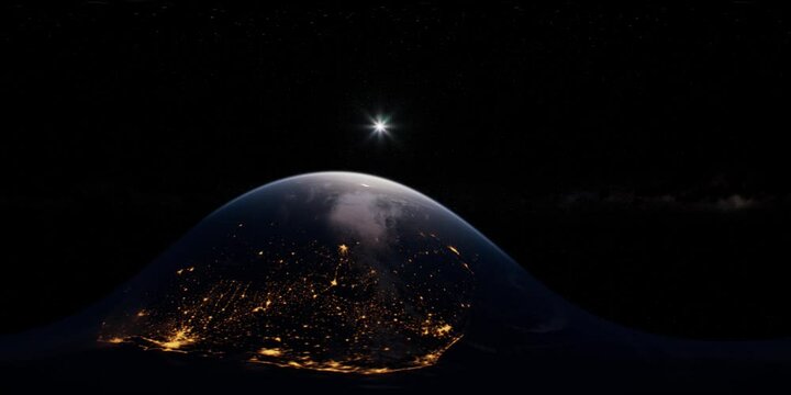 VR 360 Earth and Sun from space. ready to use in vr360 Virtual Reality