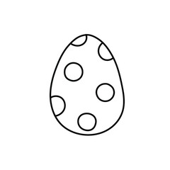 Easter doodle, painted egg, linear vector illustration. hand drawn style symbols and objects, simple, black drawing for sticker, decor, postcard, icon, coloring page, logo, banner