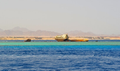 Sunken ship in Red Sea near Sharm el Sheikh, Egypt
