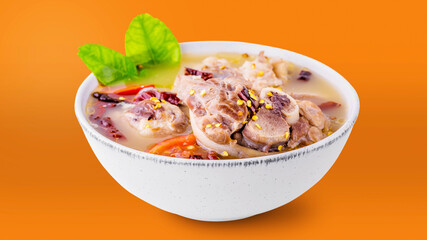 Spicy soup with pork leg