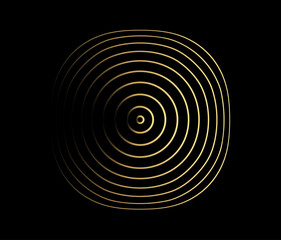 Gold luxurious circle pattern with golden wave lines over. Abstract background, vector illustration
