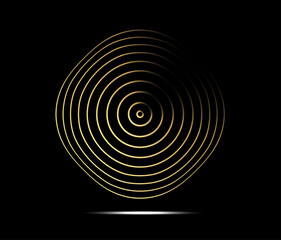 Gold luxurious circle pattern with golden wave lines over. Abstract background, vector illustration