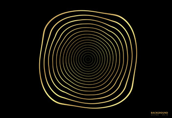 Gold luxurious circle pattern with golden wave lines over. Abstract background, vector illustration