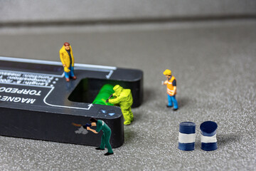 Maintenance worker at a construction site accuracy level