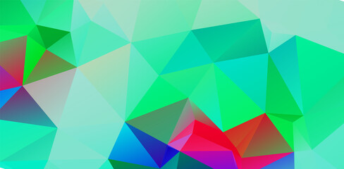 Green vivid geometric abstract bright green blurred mosaic wallpaper with triangle shapes for banner